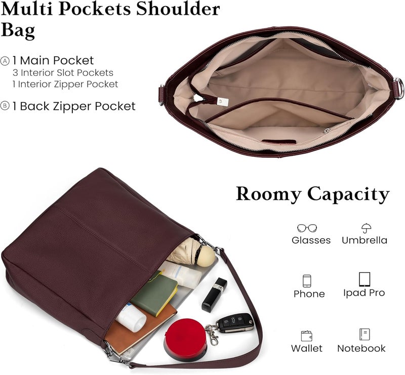 befen Genuine Leather Hobo Bags Purses for Women, Women's Shoulder bag Handbags Crossbody Bag with 2 Shoulder Straps - Image 3